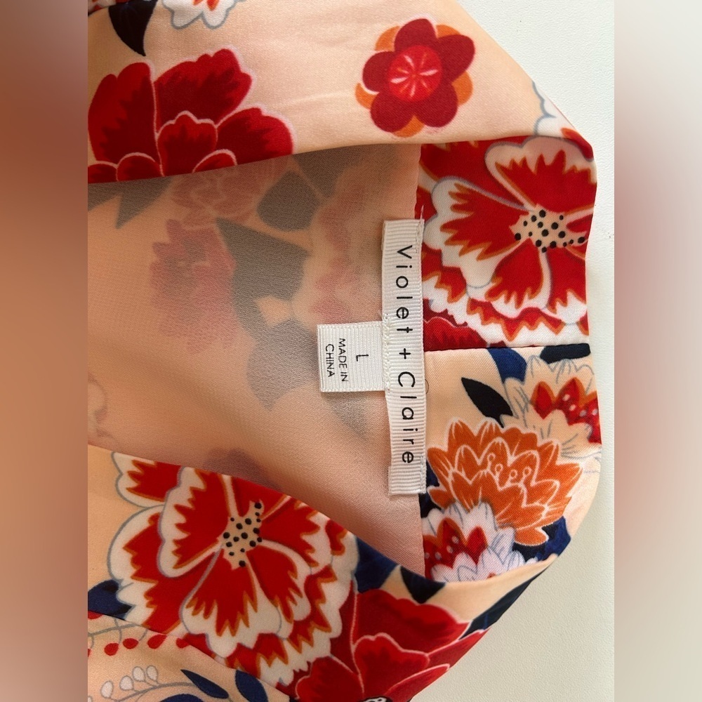 NWOT VIOLET+CLAIRE PEACH FLORAL KIMONO JACKET. STYLISH, POLISHED, GORGEOUS Sz.L - Picture 4 of 8